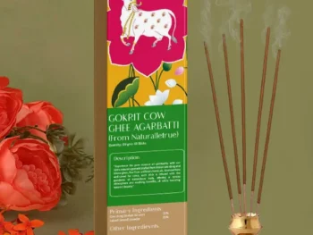 NaturalleTrue Gokrit Cow Ghee Agarbatti (50 GM) & Gokrit Gobar Kanda  (PACK OF 1) | Pure & Natural Pooja Essentials