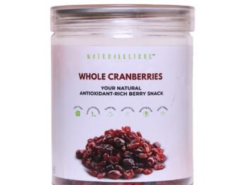 Naturalle True Whole Cranberries | Clean Sweetened with Cane Sugar | Antioxidant-Rich Berry Snack | No Preservatives or Artificial Colours